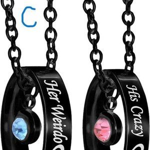 New Matching Necklaces for Couples, His and Hers Engraved Ring Pendant